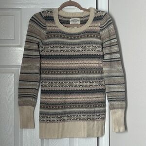 Cambridge Dry Goods Fair Isle Nordic Lambswool Medium Sweater Cream British